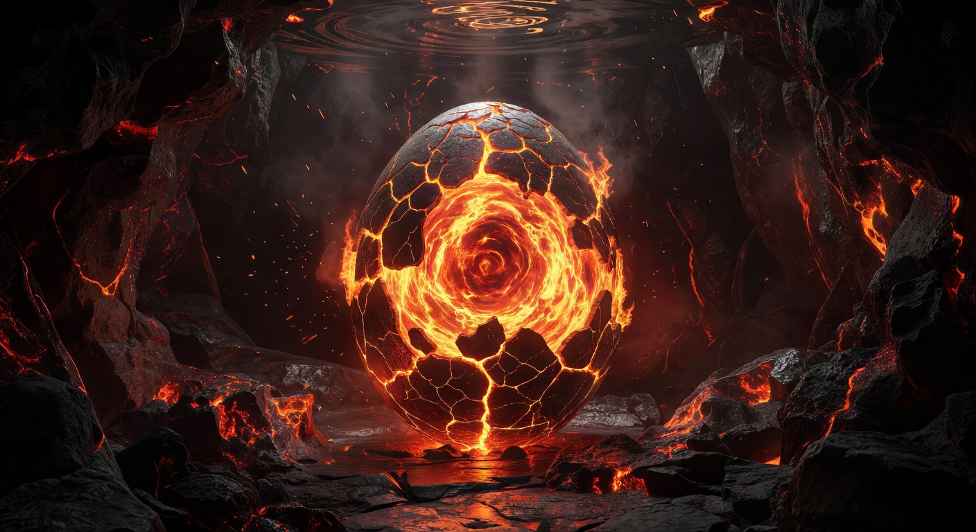Glowing lava core representing the mythical Dragon Egg